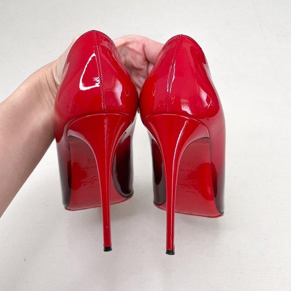 Christian Louboutin Black & Red Ombre Kate 100 Patent Degrade Pumps 39.5 US 9.5 - Picture 7 of 12